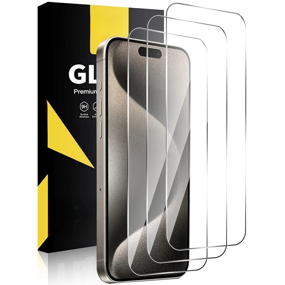 for iPhone 15 14 13 12 11 Pro Max Screen Protector, Tempered Glass Screen Protector Dynamic Island Compatible HD 9H Hardness