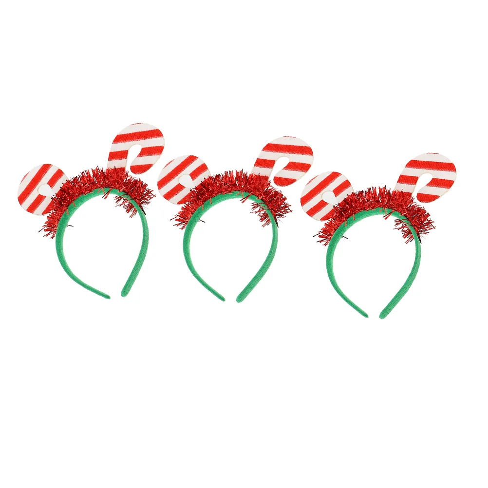 

3 Pcs Christmas Cane Headband Hair Hoops Decor Candy Party Decorations Xmas Wear Latte Creative Hairband Crutch