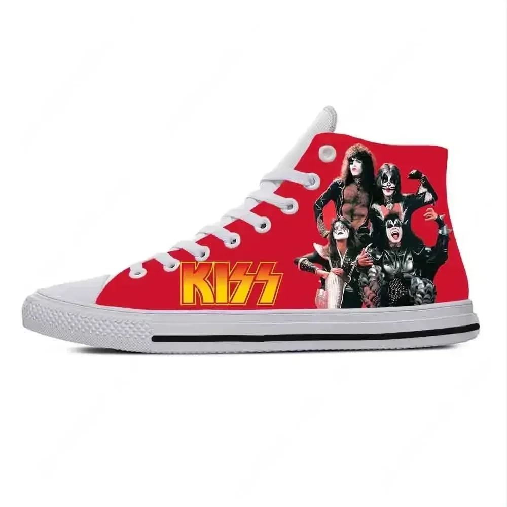 Heavy Metal Rock Band Music Singer Kiss Fashion Casual Cloth Shoes High Top Lightweight Breathable 3D Print Men Women Sneakers