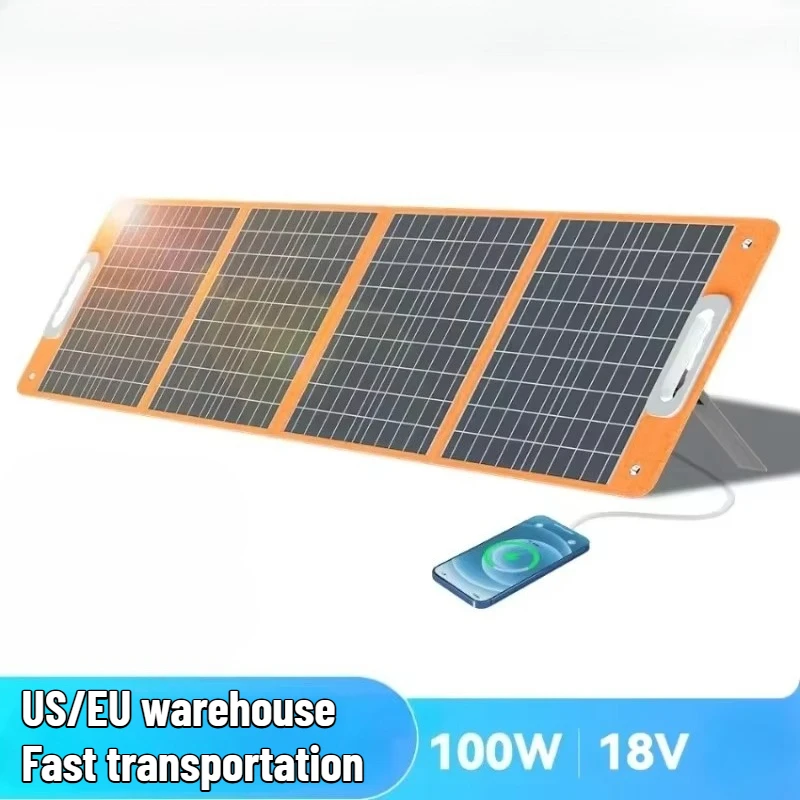 

100W 18V Foldable Solar Panel Solar Charger with DC Type-c/QC3.0 Output Charge for Power Station Van RV Road Trip Camping