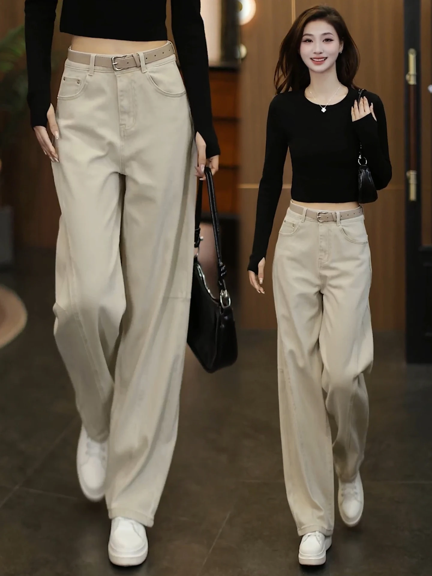 

Slim Wide Leg Denim Jeans Women's Casual High Waist Straight Leg Pants Spring Autumn New Style Comfortable Breathable Cotton ...