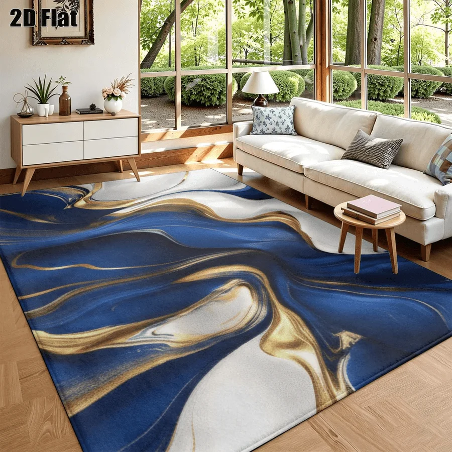 1Pc Luxury Simple Abstract Printed Pattern Rug, Retro Art Decorative Carpet for Living Room, Bedroom, Dining Room, Bedside, Indoor and Outdoor Patio, Home Decoration
