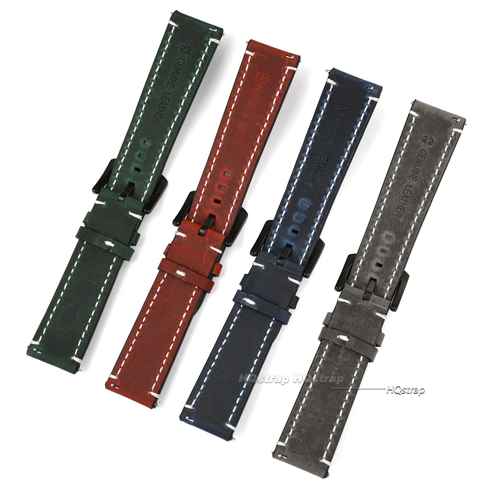 Retro Geniune Calf Leather Watchband 18mm 20mm 22mm 24mm Watch Strap for Seiko High-end Quick Release Wristbelt for Rolex Band