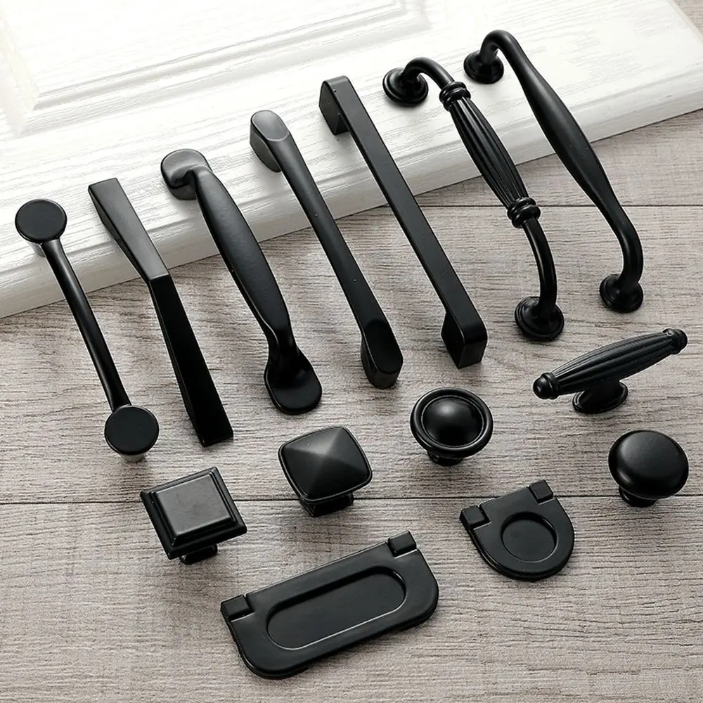 

American Style Matte Black Kitchen Home Improvement Door Pulls Cabinet Handles Cupboard Knobs Drawer Pulls Furniture Hardware