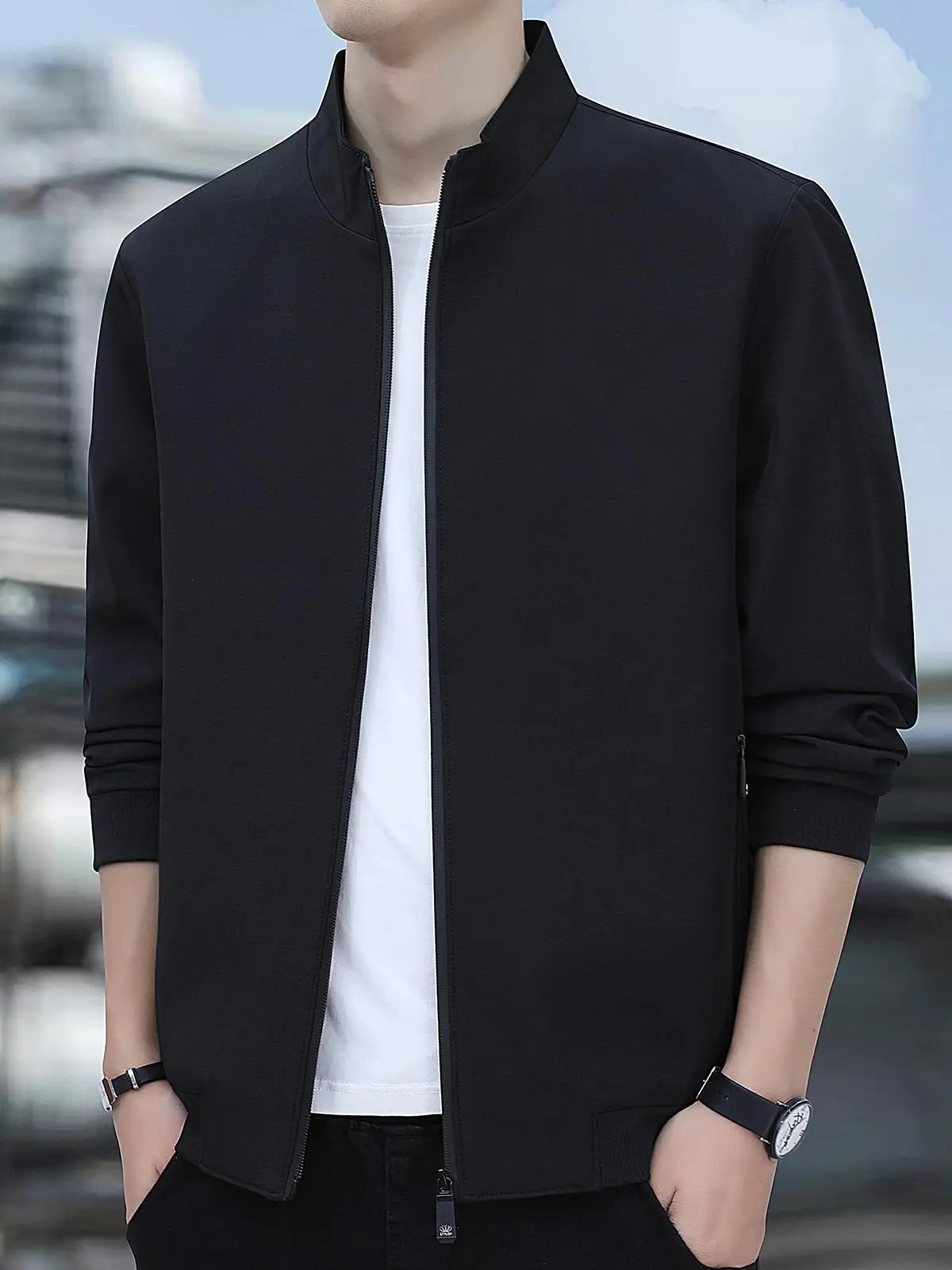 

Pierre Cardin Men's Windproof Stand Collar Jaet Casual Versatile Workwear Coat Spring Autumn New Sle Loose Fit Zipper Dec...