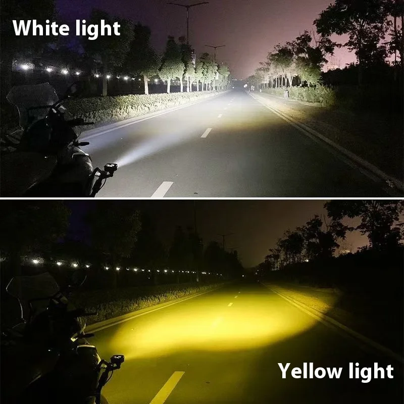 6 عدسات دراجة نارية أضواء Led الأضواء الأمامية المصباح مساعد عالية مشرق الأبيض والأصفر موتوكروس الملحقات #4