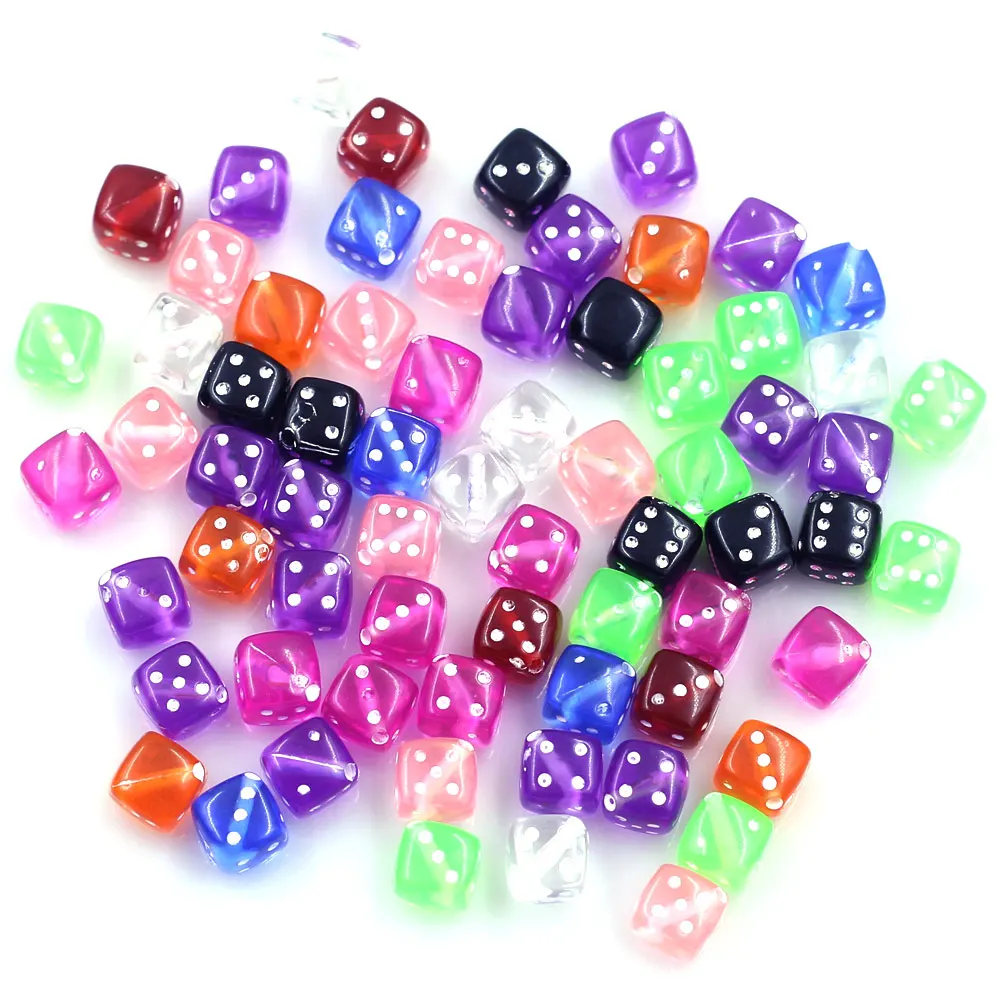 50 Stück Spacer Perlen Würfel Würfel Acryl Punkt bunt transparent für Charms Halskette Schmuck Dekoration Armbänder DIY Erkenntnisse 9 mm – Detail 5