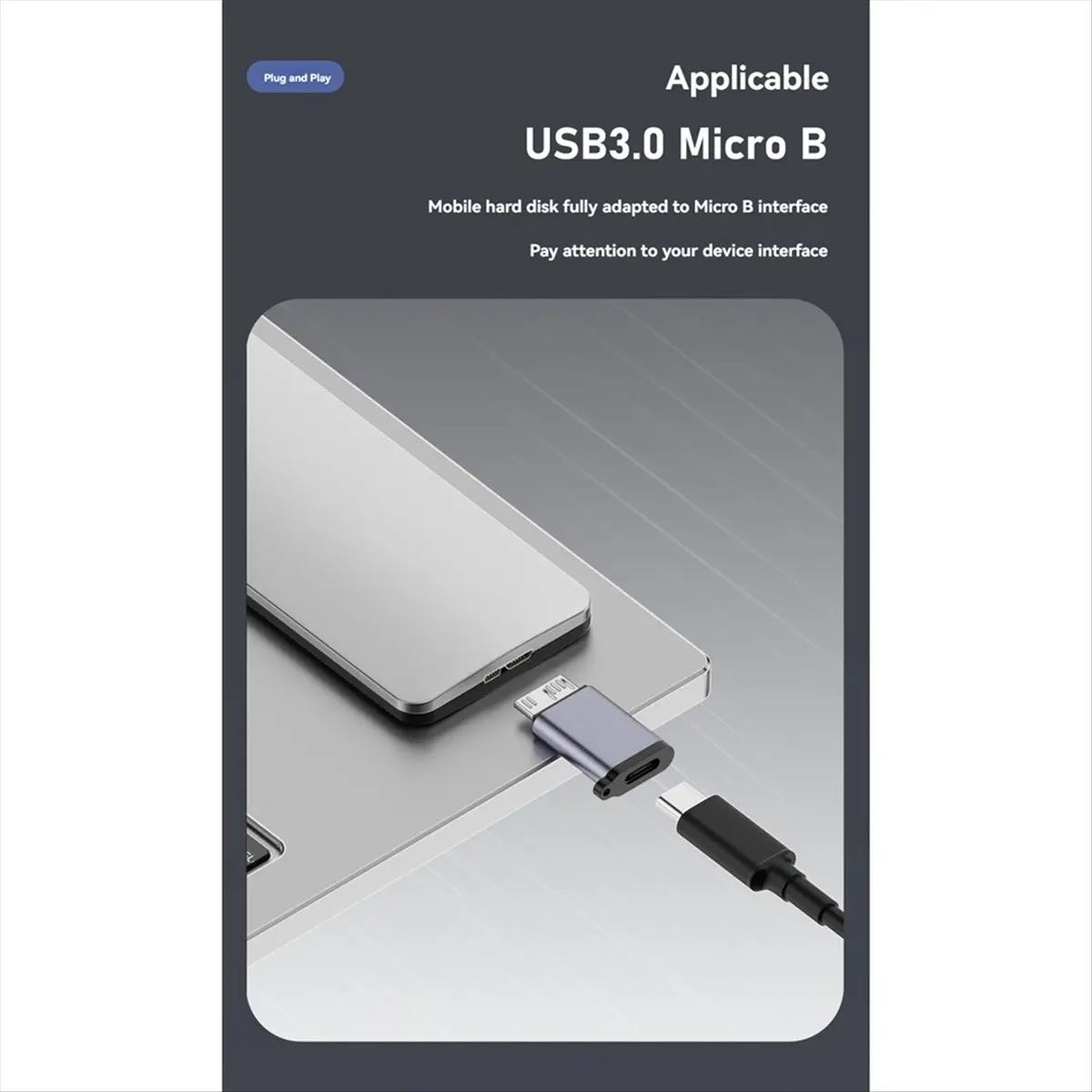 Adaptateur A64I Micro-B mâle vers Type C femelle, connecteur Micro-B USB3.0 Type-C pour disque dur externe, adaptateur de câble HDD