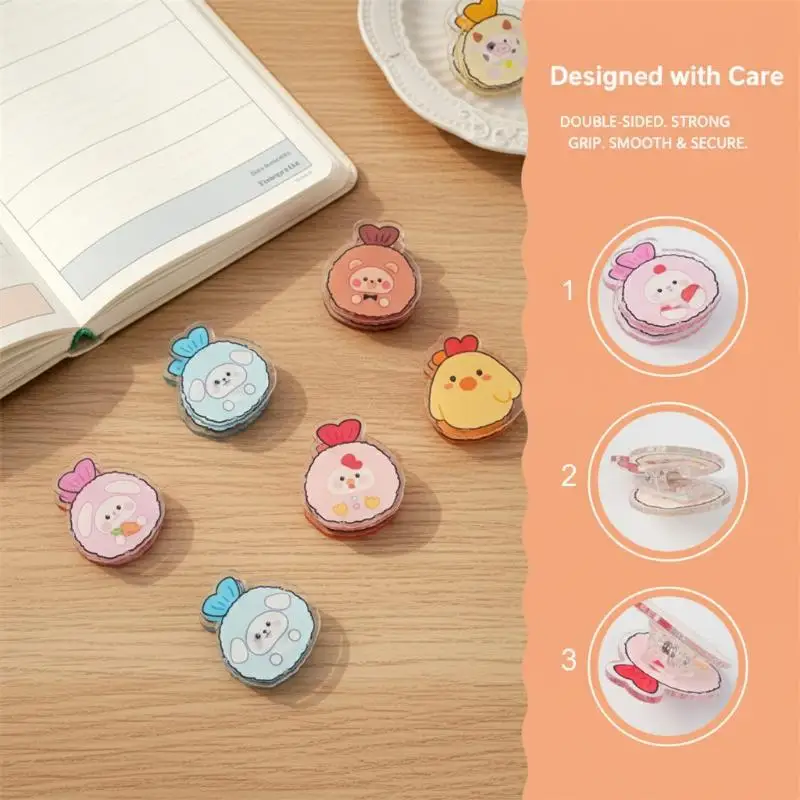 Multifunction Paper Clip 5pcs Acrylic Cartoon Double Side PP Clip for School Office Examination Paper Management