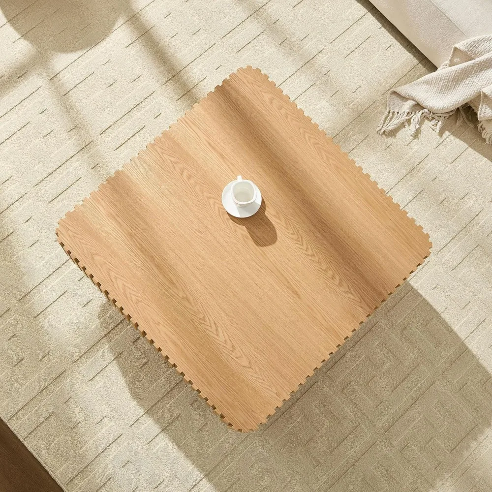 35-дюймовый круглый современный журнальный столик-барабан середины века, деревянная центральная часть ручной работы для гостиной и домашнего офиса, натуральная отделка