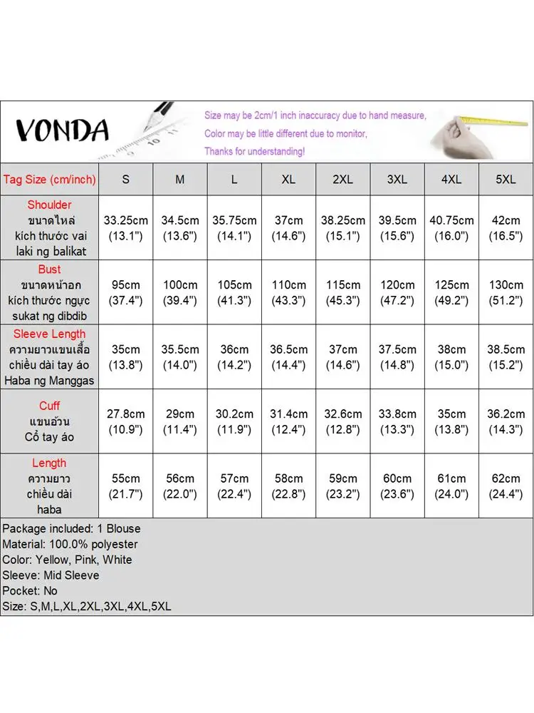 VONDA 여성용 반팔 블라우스, 캐주얼 상의, 스트리트웨어 셔츠, Bownot 블라우스, 루즈 O-넥 상의, 오버사이즈, 2024 여름 패션