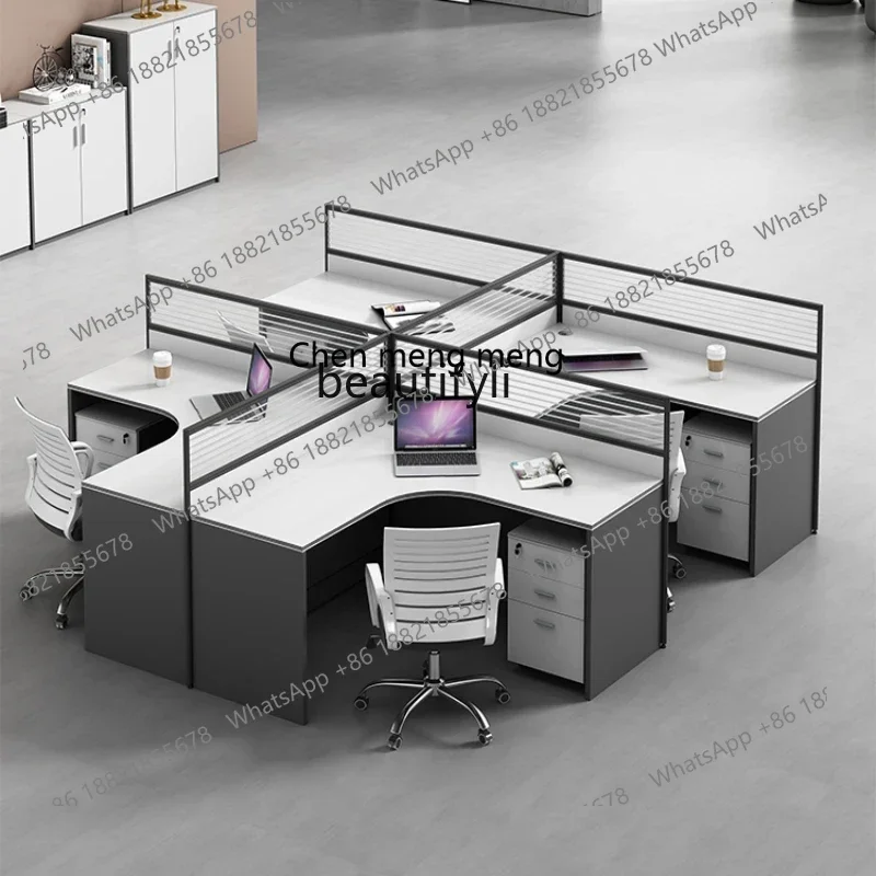 

D178 Y Y Staff Desk Simple Modern 4-Person Staff Card Holder Subareas Screens 6-Person Computer Desk