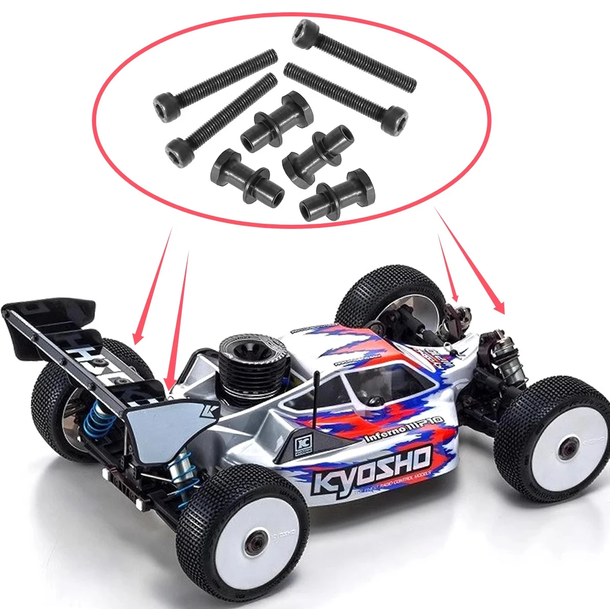 4pcs Metal Steel Shock Bushes IF346-04 Upgrade Kit for Kyosho MP10 MP9 1/8 Scale RC Car Shock Absorber Bushings Accessory