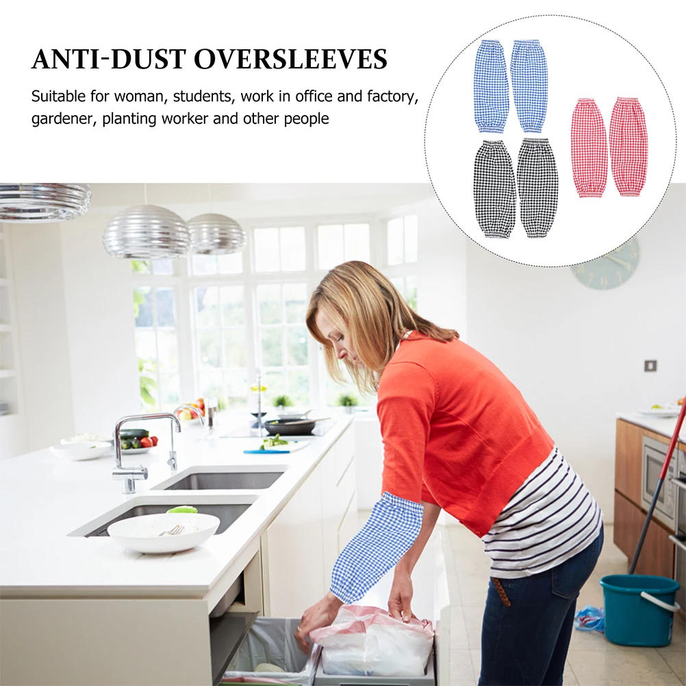 

6 Pairs Reusable Cleaning Oversleeves Elastic Oilproof Arm Sleeves Dish Washing Gardening Oversleeves Protector Loose Cotton