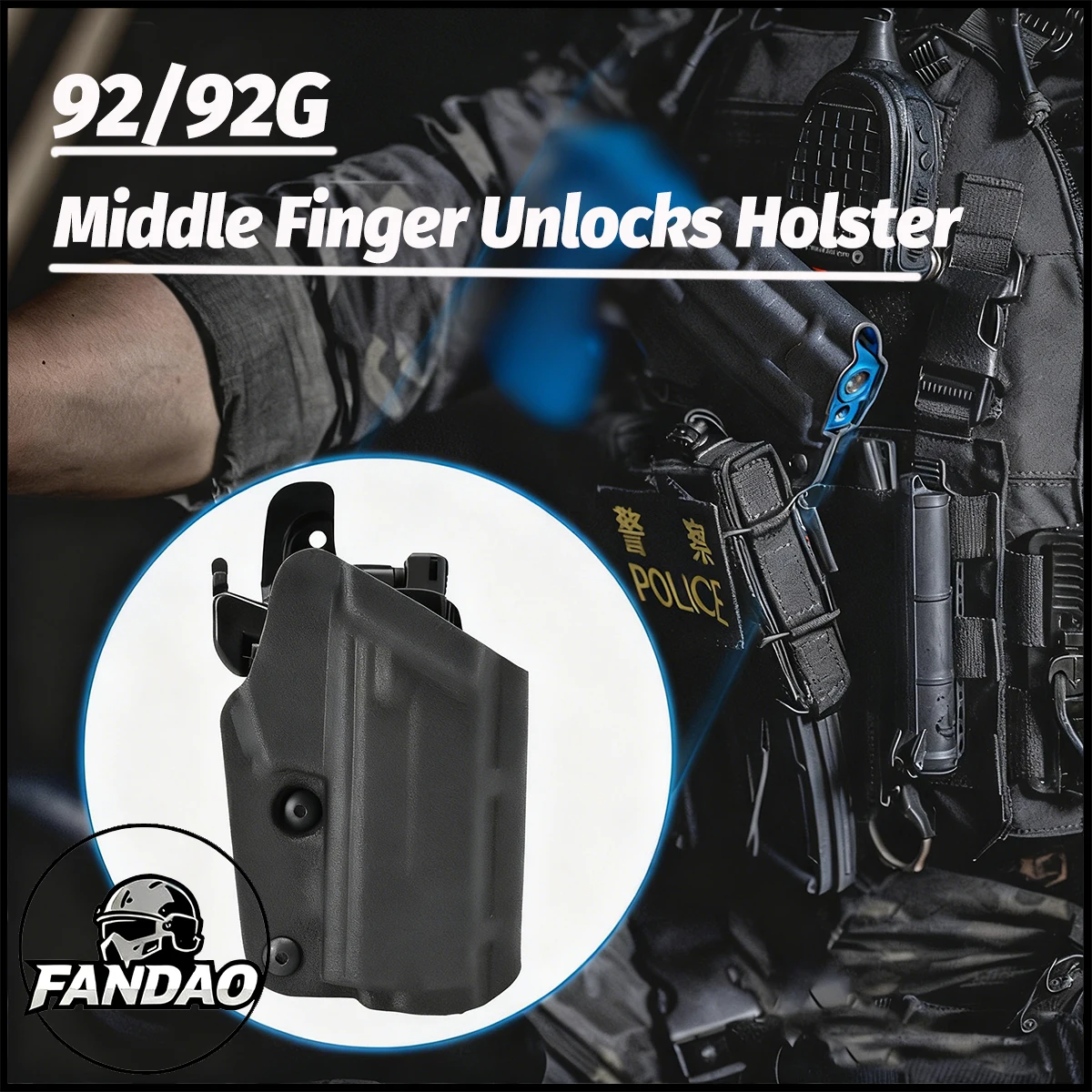 Universal Middle Finger Quick Draw Tactical Holster Multi-functional Pistol Holster Compatible with 92G/92 for Hunting Vest Belt