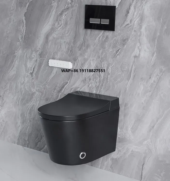 

Smart Commode Matt Black Wall Hung Automatic Sensor Washer Seats Wall Mounted Intelligent Wc Bidet Toilet