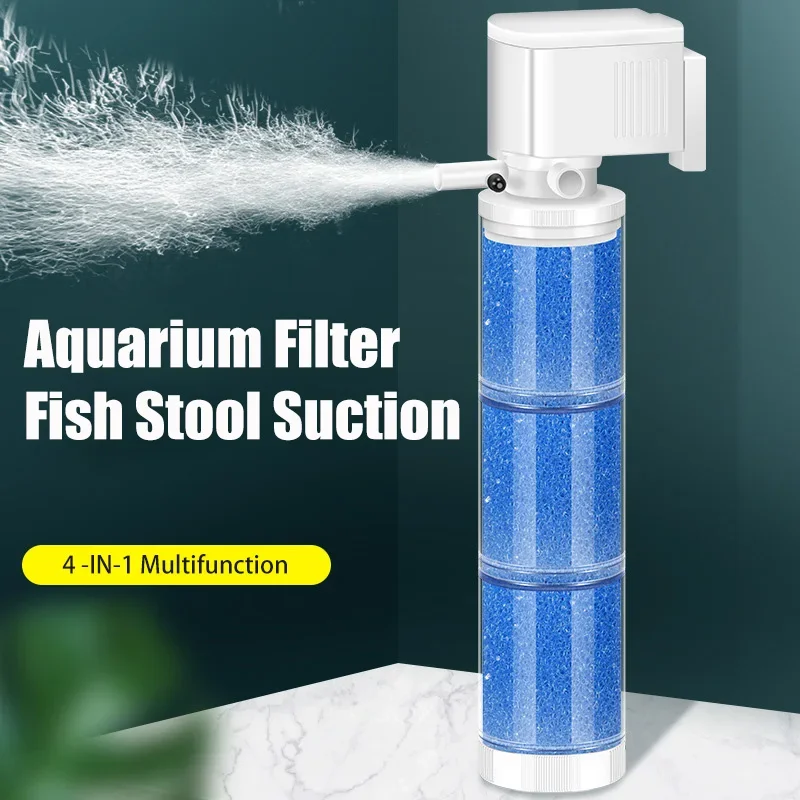 220V Ultra Quiet Aquarium Internal Filter Water Purification Multi-functional Fish Tank Water Pump Wave Make Stool Sucker