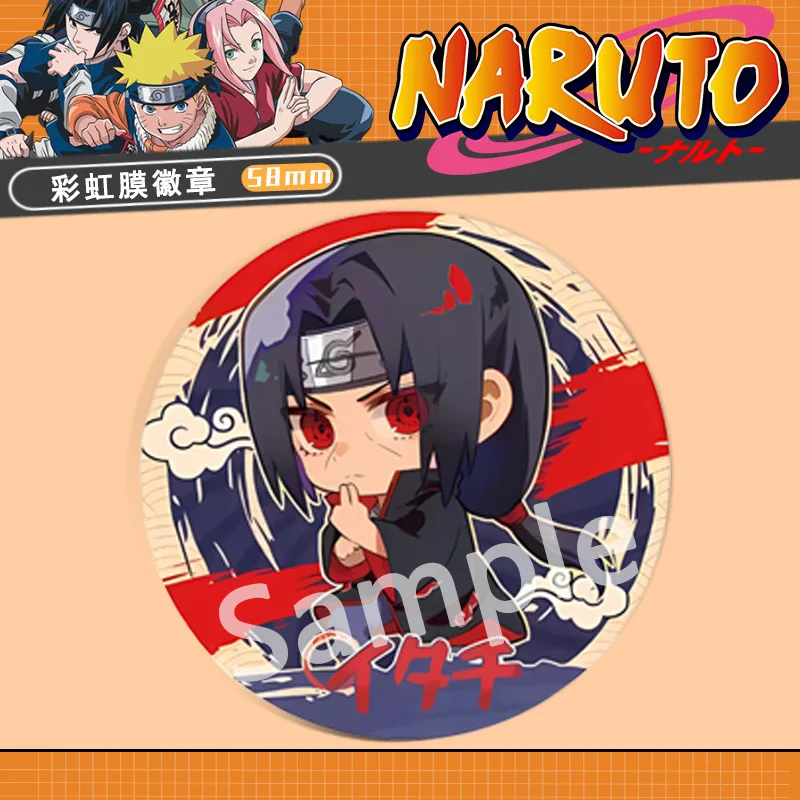 Hot Anime Naruto Figure Uchiha Itachi Uchiha Obito Nagato Cute Q-Version Printing Pins Badge Bagpack Accessories for Kids Gifts