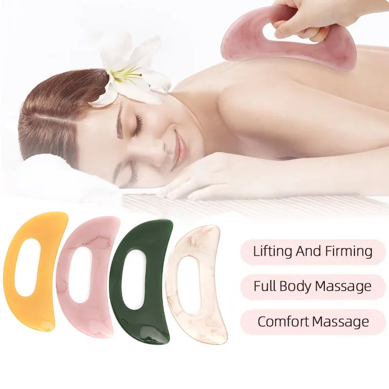 Scimitar Guasha Board Resin Beeswax Massager Scraper Gua Sha Tool For Face Neck Back Body Acupuncture Pressure Massage Therapy