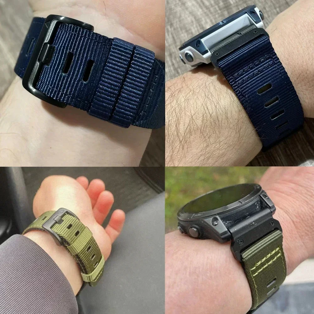 Garmin Forerunner 용 26 22mm 나일론 밴드 965 945 955 935 본능 2X 2 45mm S70 S62 S60 Fenix ​​7 7X 6X Pro Quickfit Strap Correa
