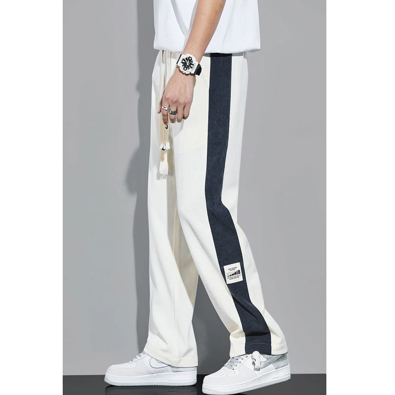 Autumn Winter Loose Casual Striped Straight Pants Man Joggers Sports Trousers Sweatpants Pantalones Hombre Harajuku Streetwear