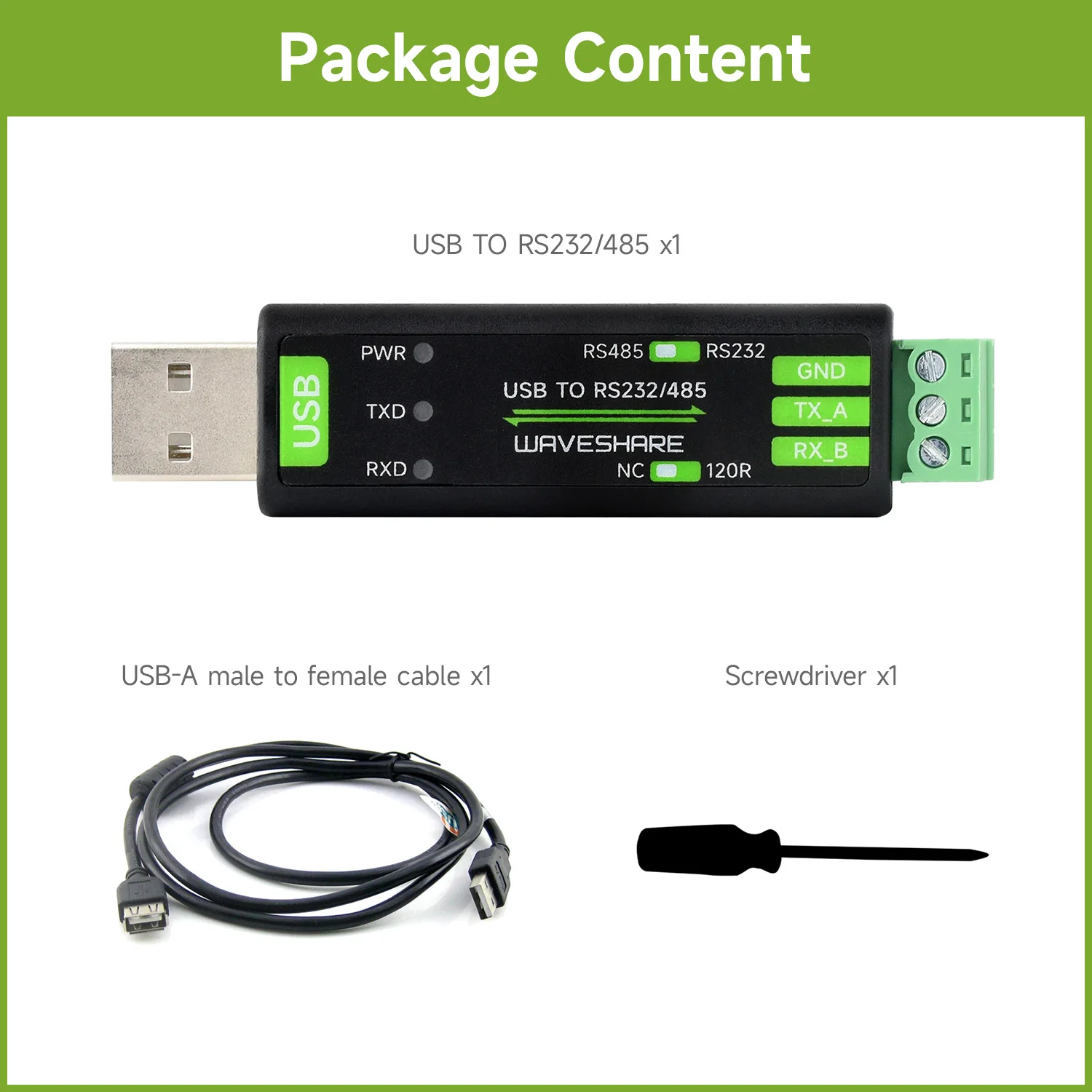 USB to RS232/485 Serial Converter, Onboard Original FT232RNL Chip, Multiple devices applicable, Multi-OS compatible