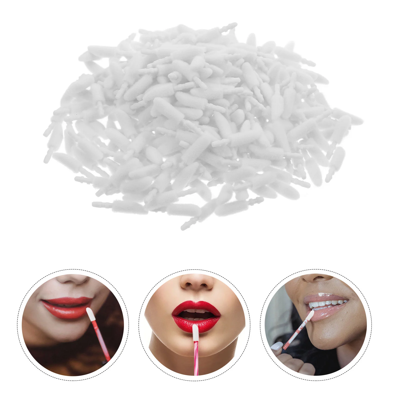 

300 Pcs Eyebrow Brush Lip Replacement Head Practical Heads Soft White Gloss Replaceable Travel