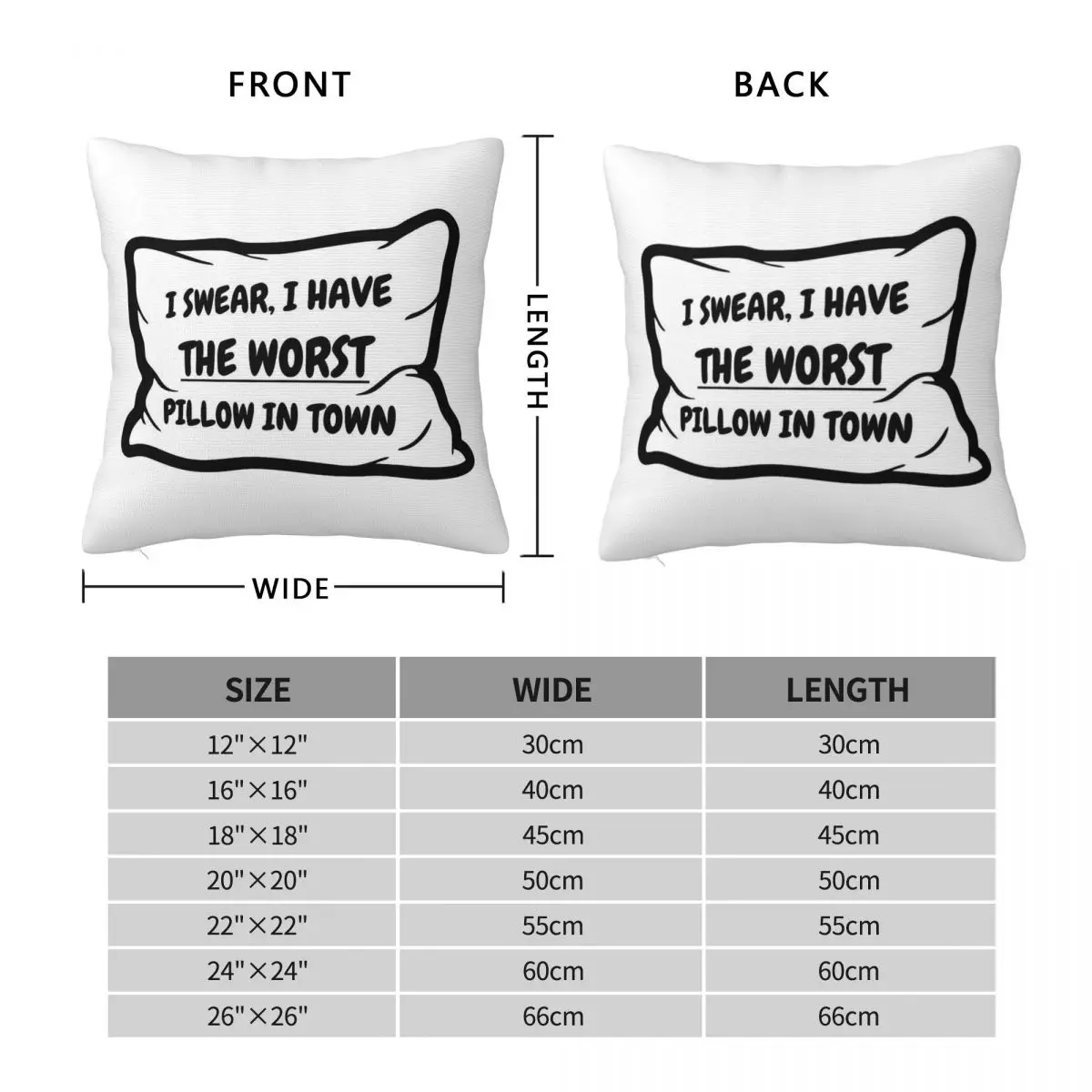 I Swear I Have The Worst Square Pillowcase Polyester Linen Velvet Printed Zip Decorative Throw Pillow Case Home Cushion Cover