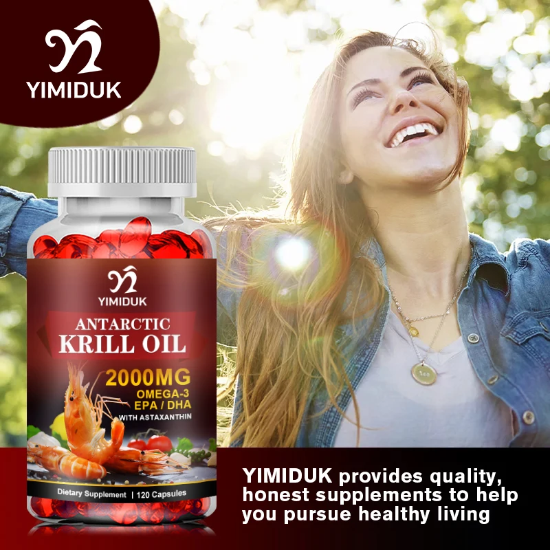 Antarctic Krill Oil Capsules, with Phospholipidwith Astaxanthin, Brain & Heart Health, Omega 3 & EPA & DHA Healthy Food