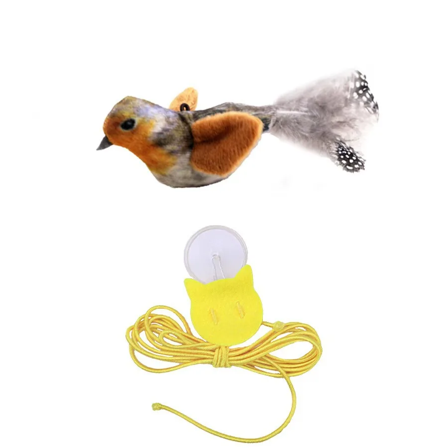Interactief Kat Speelgoed Elektrische Simulatie Vogel Met Tjilpen Geluid Klapperende Vleugels Pluche Kauwbeet Speelgoed Voor Kittens Katten Huisdier Leveranties - afbeelding 2