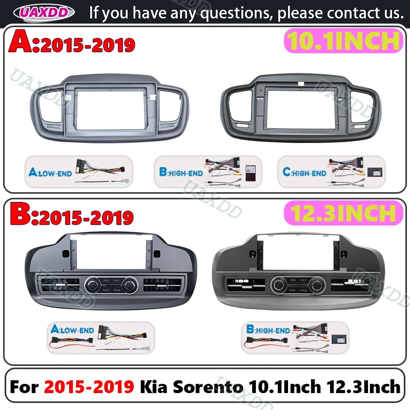 UAXDD 2 Din For 2015-2019 Kia Sorento 10.1inch 12.3inch Interior Stereo Radio Android Dvd Frame Kit Dashboard Decoder Canbus Box