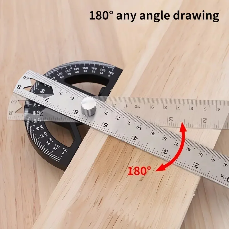 1pc 8/12 Inch Angle Ruler Adjustable Multi-Angle Ruler Metric & inch Right Protractor Tools T-Type Ruler Woodworking Accessories