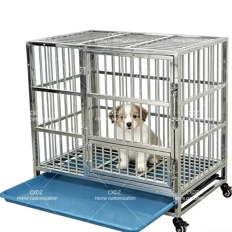 Thickened Stainless Steel Square Tube Dog Cage Easy to Clean Indoor Outdoor General Small Household Pet Cage