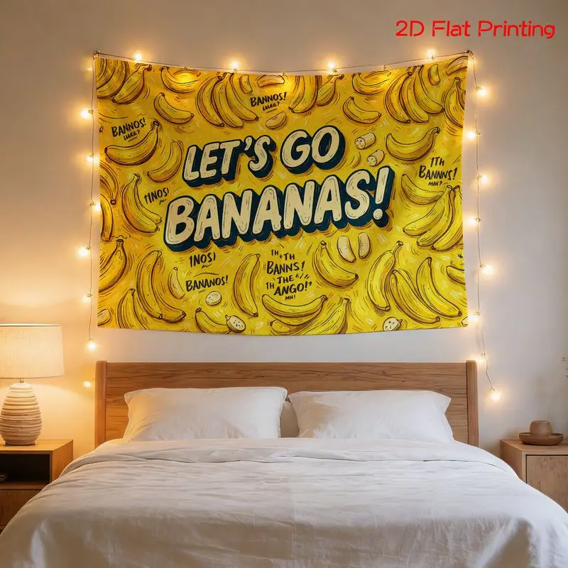 Cartoon Banana Tapestry, Fun Fruit-Themed Wall Hanging, Cute Aesthetic Decor for Bedrooms, Living Rooms, and Party Backdrop