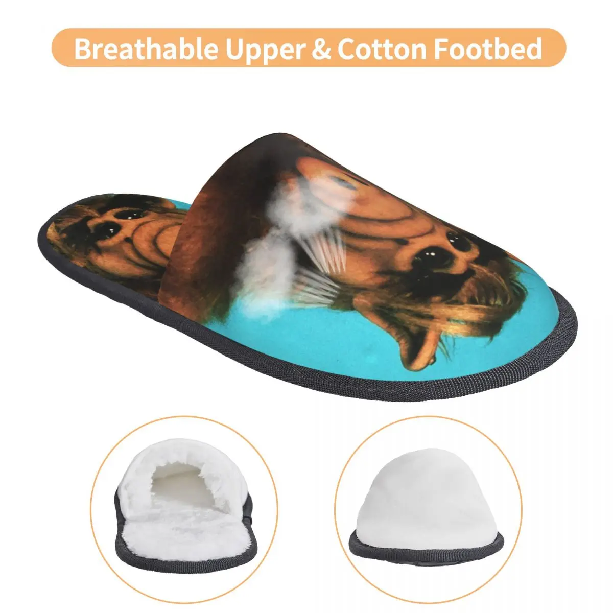 Custom Print Women Funny Alf House Slippers Cozy Warm Alien Life Sci Fi Tv Show Memory Foam Fluffy Slipper Indoor Outdoor Shoes