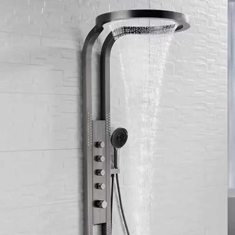 2025 Hot Sale Black Stainless Steel Wall Mounted Modern Shower Panel Bathroom Waterfall Rainfall Ceiling Shower Set