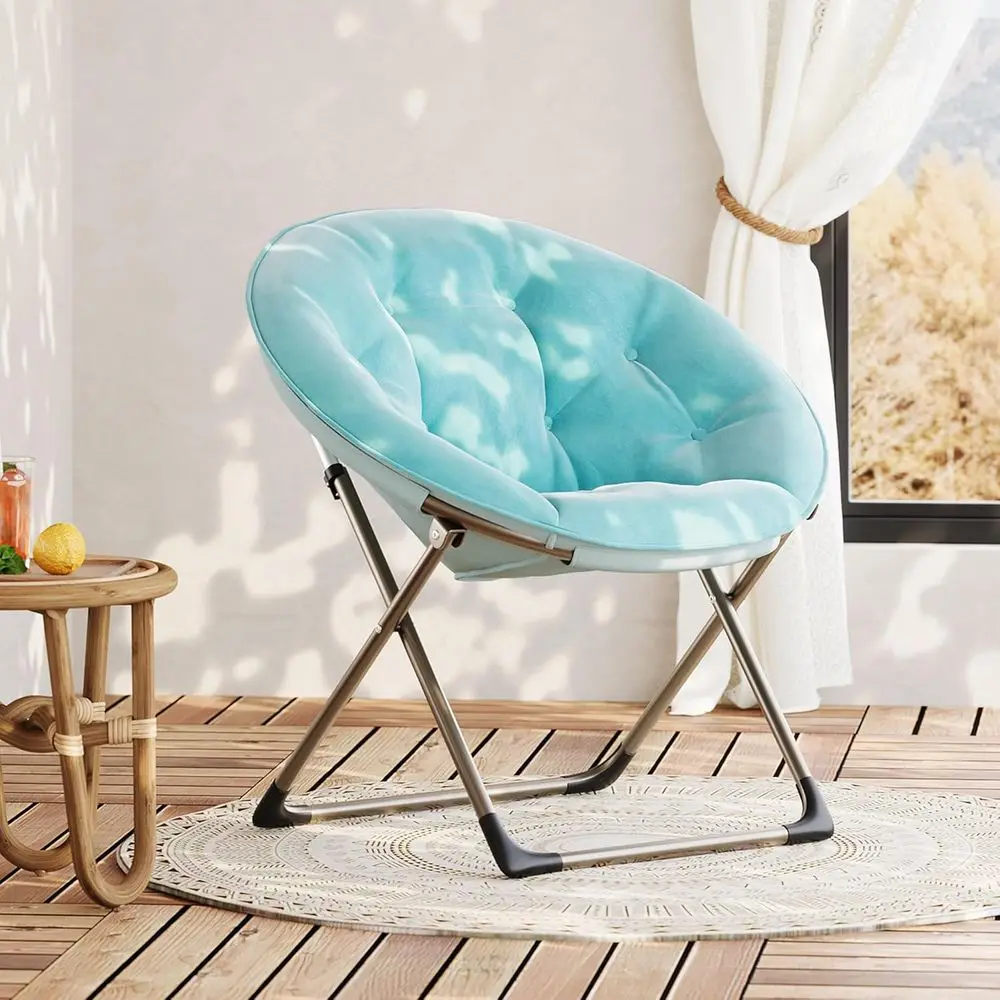 

Oversized Saucer Chair - Padded Accent Lazy Sofa for Adults, X-Large Metal Frame Lounger, Ideal for Bedroom, Living Room, Home O