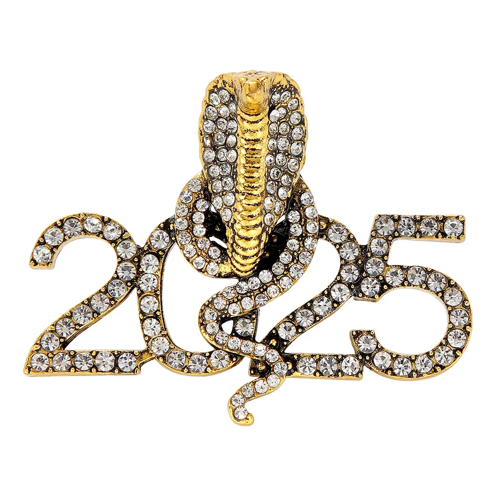 2025 New Year Cobra Snake Brooches For Women Men Fashion Vintage Rhinestone Snake Brooch Clothing Backpack Pins Jewelry Gifts