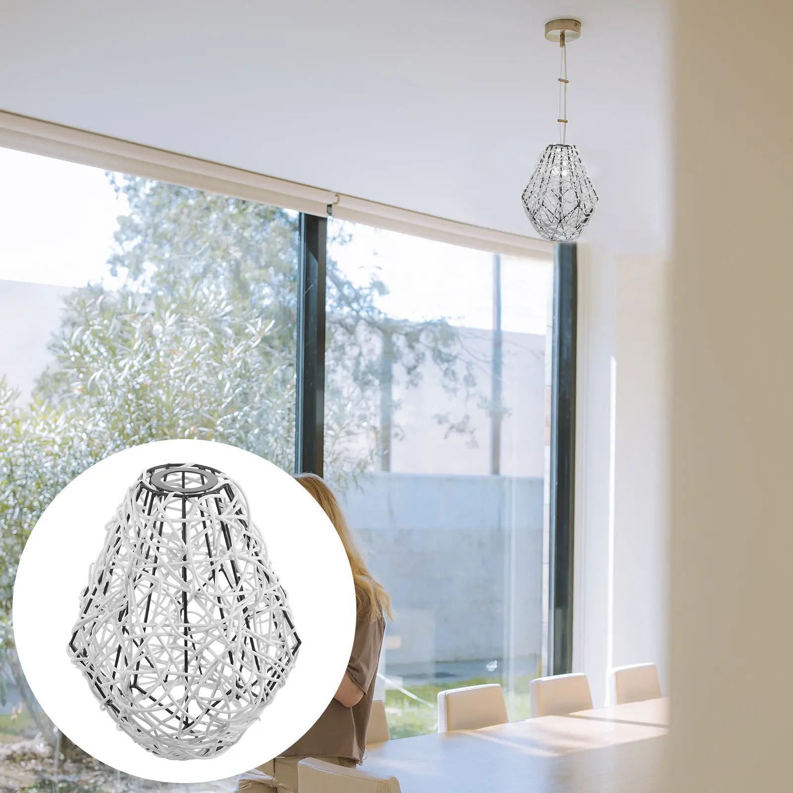 European Style Cage Lampshade Pendant Light Cover Vintage Lamp Holder Hanging Fixture for Bedroom Dining Room Decor