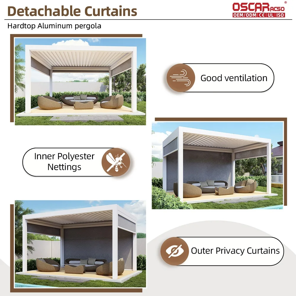 Customizable Colors Modern Outdoor Aluminium Louvered Bioclimatic  Kits for Garden Patio Backyard Pergola