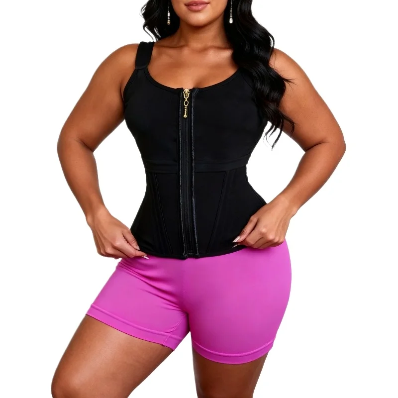 

Двойной компрессионный жилет, корсет для тренировки талии с 17 стальными костями, плоский ремень для живота, тонкий формирователь тела, пояса Fajas Colombianas