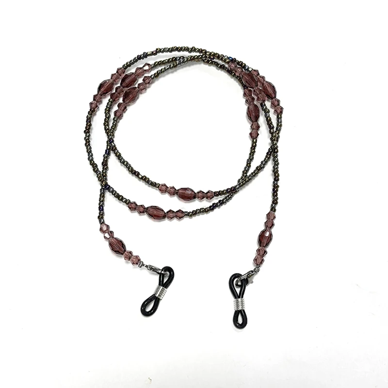 Chaîne de lunettes en perles de cristal rétro faites à la main, chaîne de suspension antidérapante pour femmes, corde de suspension