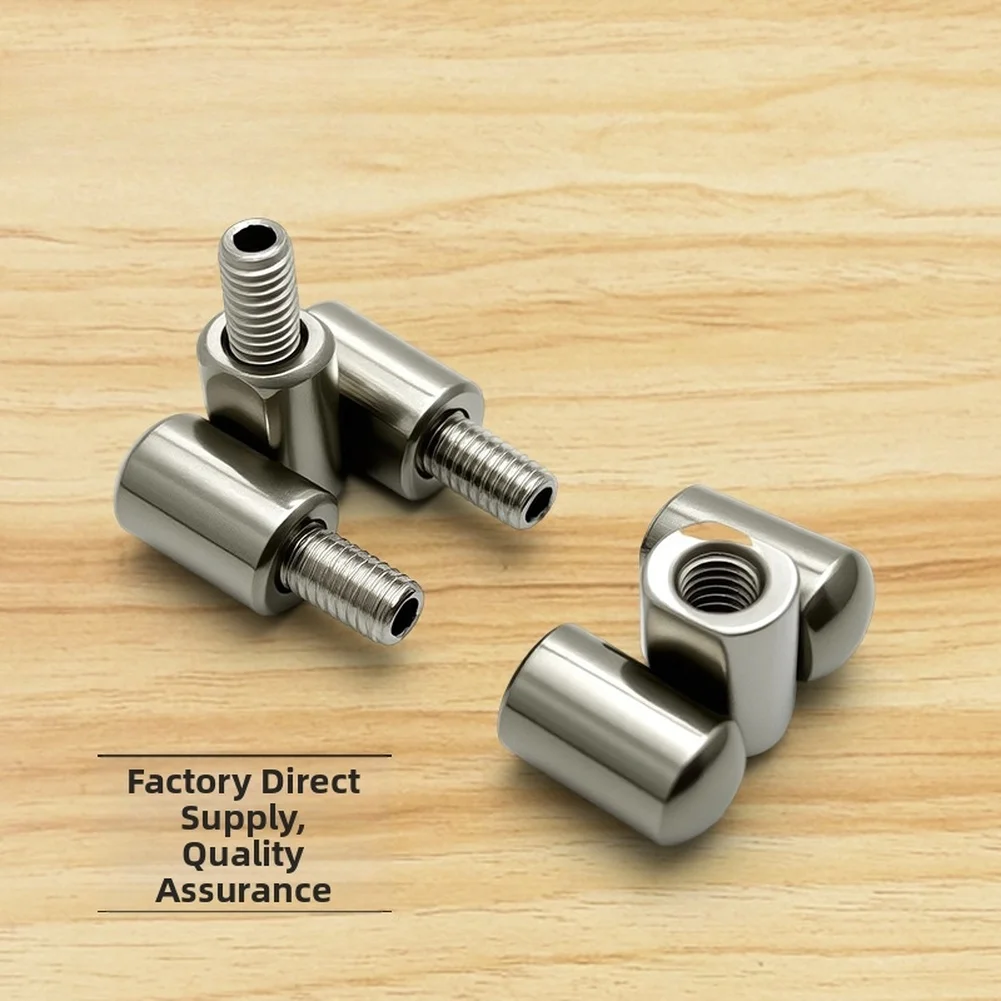 Upgrade Stainless‑Steel Weld‑On Three‑Hinge Door Fitting,Hinge Hardware With Internal And External Thread, Heavy‑Duty