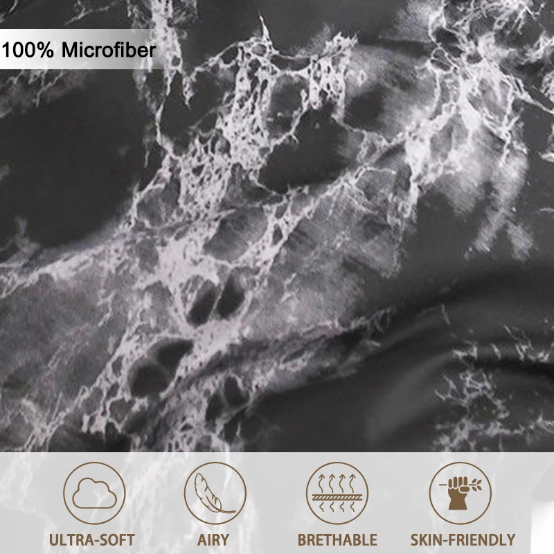 3-częściowy zestaw poszewek na kołdrę z nadrukiem marmuru, miękki, przyjazny dla skóry zestaw pościeli zawiera 1 poszewkę na kołdrę i 2 poszewki na poduszki