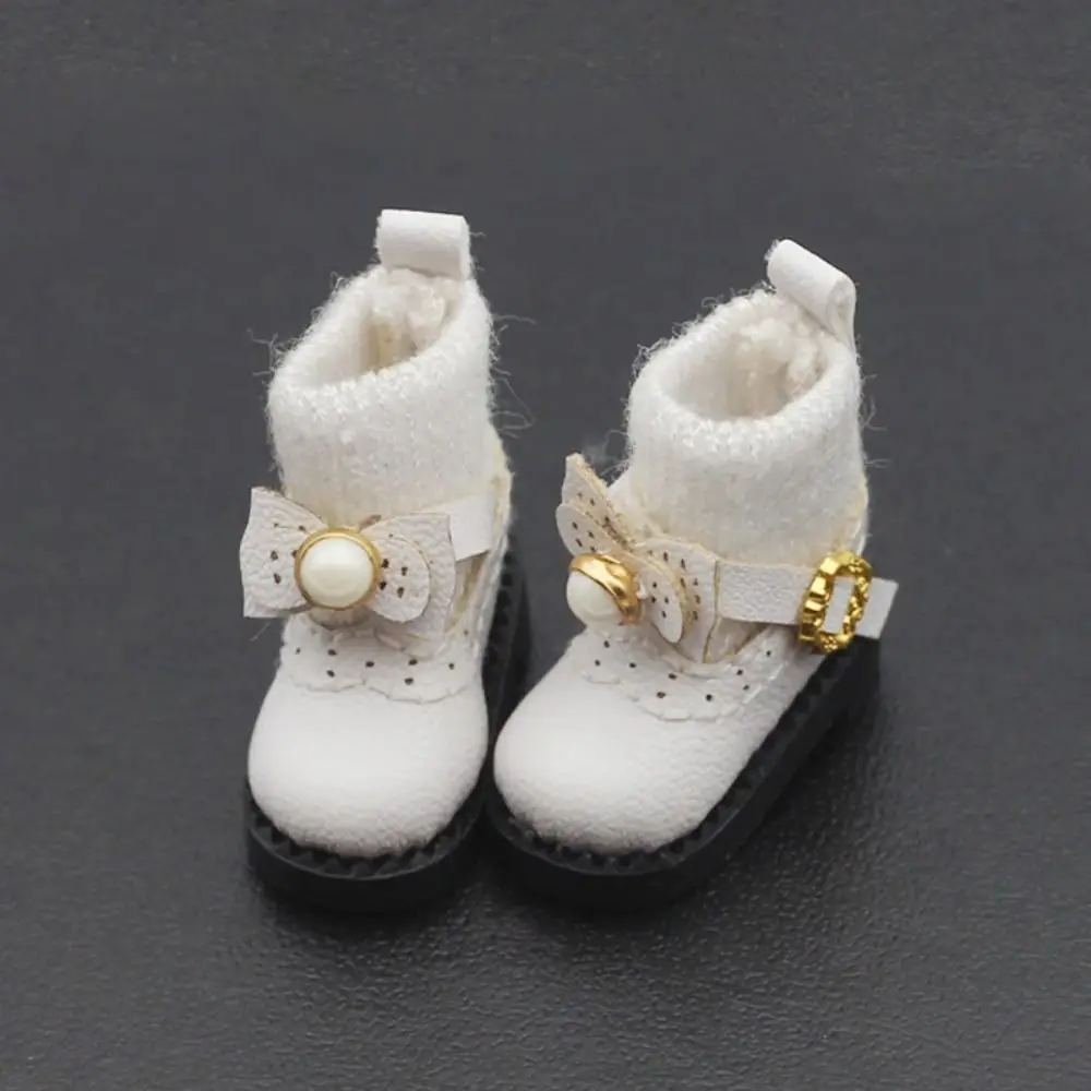 1 Pair Bow Tie Obitsu 11 Doll Boots Mini GSC 1/12 Bjd Doll Leather Shoes Molly Ymy 1/12 Bjd Doll Boots Cotton Stuffed Dolls