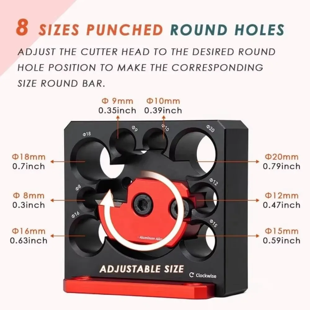 

Adjustable Round Rod Milling Dowel Aluminum Alloy Metric 8mm-20mm Round Rod Auxiliary Tool Compact Electric Drill Dowel Maker