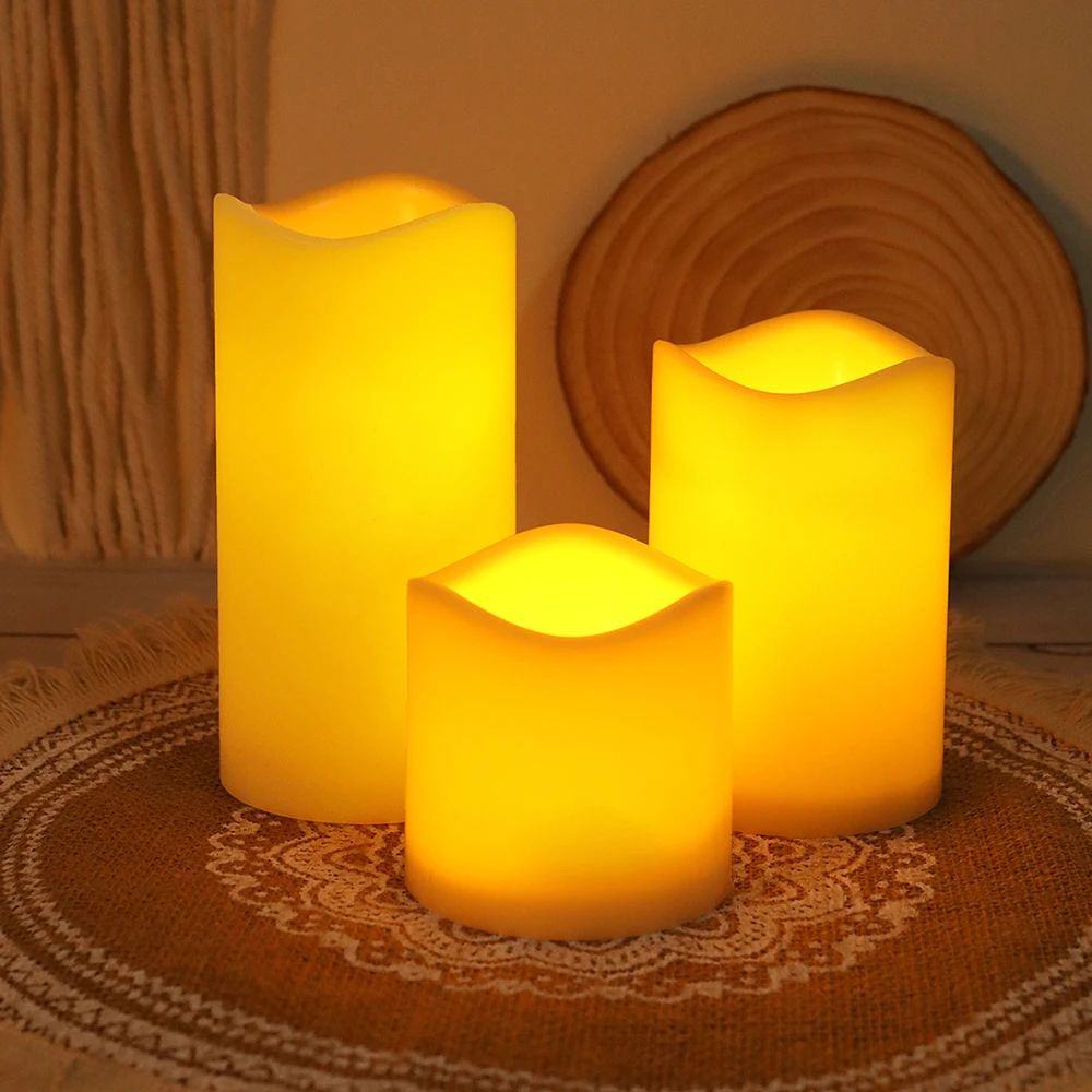 

Flameless Flickering LED Pillar Candles Home Decoration Tea Light Candles Battery Power Electric Votive Candles Lamp Tealights