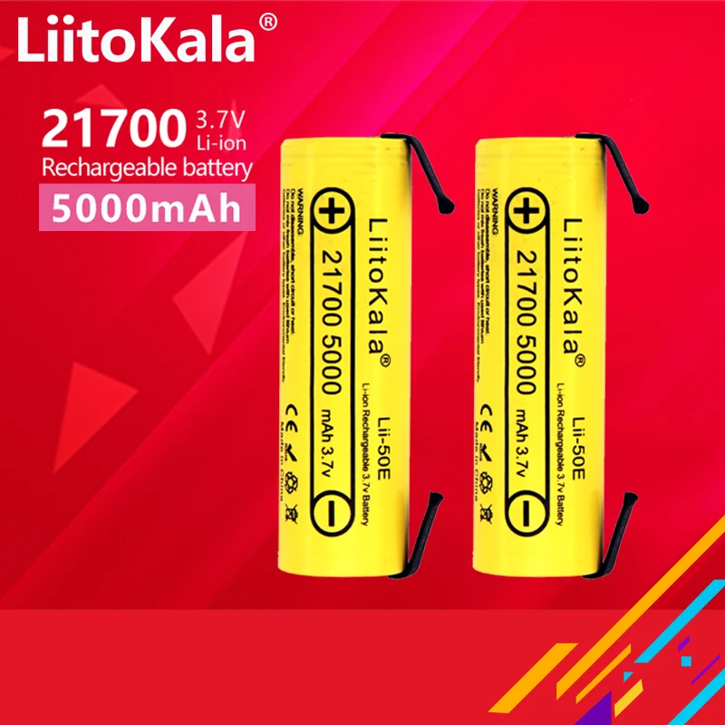 LiitoKala Lii-50E IMR 21700 5000 mAh 3,7 V 40 A Zabezpieczony akumulator litowo-jonowy o dużej pojemności z płaskim wierzchem + Nicke DIY