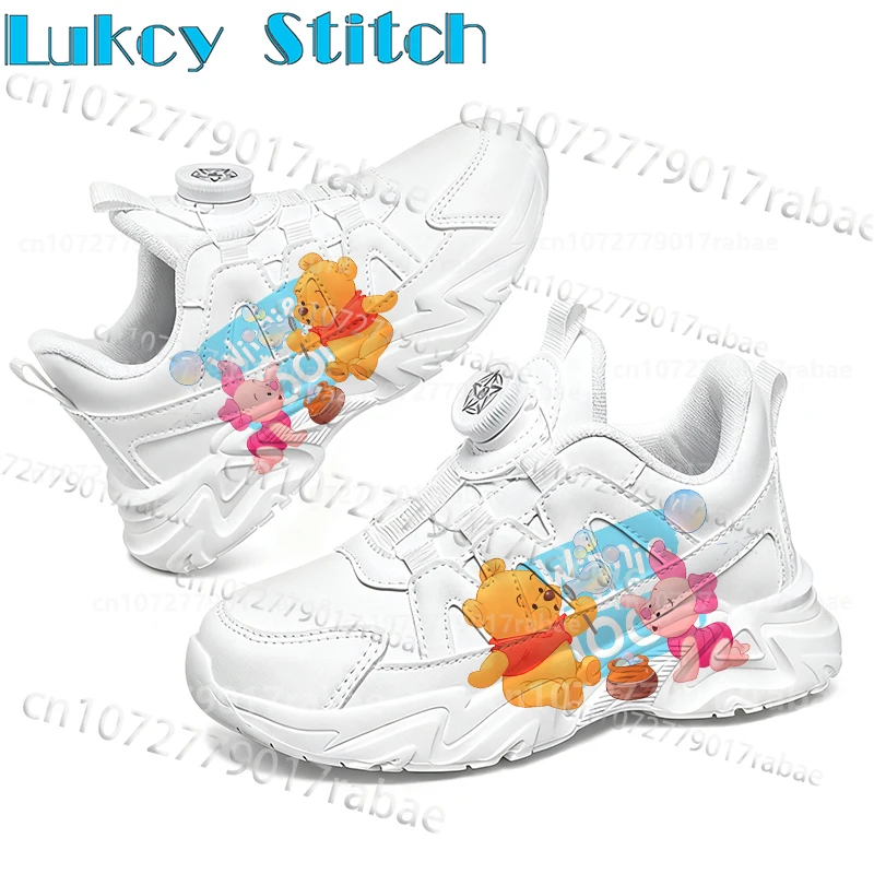 

Hot Selling Pooh Bear Children Sneakers Boys Girls Kawaii Cartoon Printing Rotating Button Arch Support Campus Shoes Gift