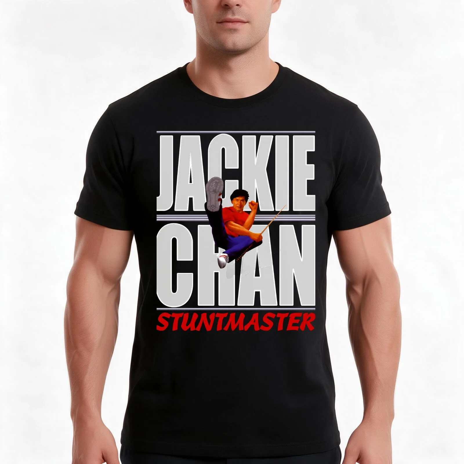 Jackie Chan Stuntmaster T-Shirt, Summer Casual Cotton Tee, Oversized Streetwear Tops, Vintage Graphic Print, Unisex Men Women